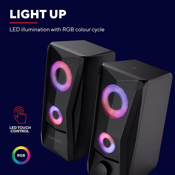 Комп'ютерні колонки Trust Gaming GXT 606B Javv 2.0 з RGB підсвічуванням, 12W, USB, чорний