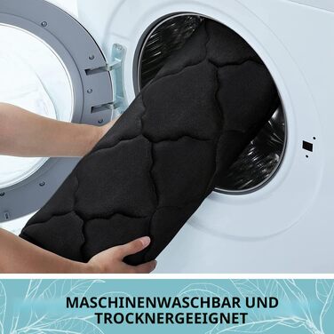Килимок для ванної кімнати Homaxy з ефектом пам'яті (Memory Foam), протиковзкий, 60x120 см, чорний — м'який, гігроскопічний та легкий у догляді