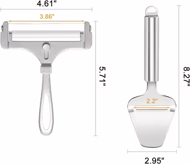 Stainless Steel Cheese Slicer Set and Cheese Slicer for Soft, Semi-Hard, Hard Cheese Kitchen Tool 2-Piece Set