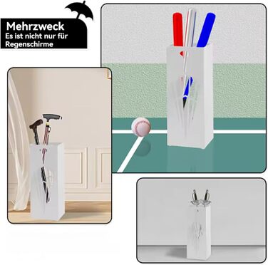 Металева підставка для парасоль та тростей Shakub, 2 слоти, дизайн з вирізами, 25x25x50 см, білий колір