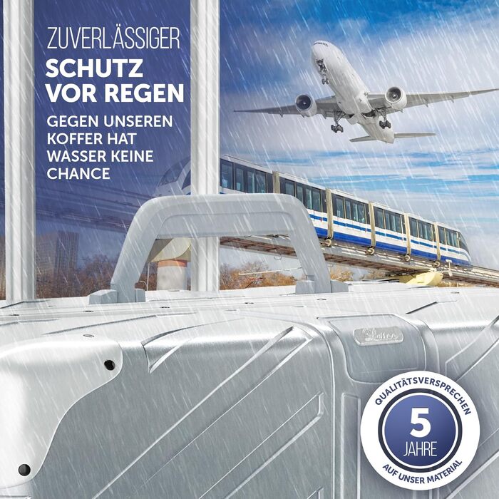 LETTOO Hartschalenkoffer середній 72L з алюмінієвим каркасом | Валіза-тролей з міцним корпусом та кріпленням для сумок [ВОДОНЕПРОНИКНА] Захист кутів (Срібний, валіза-тролей 24 дюймів)