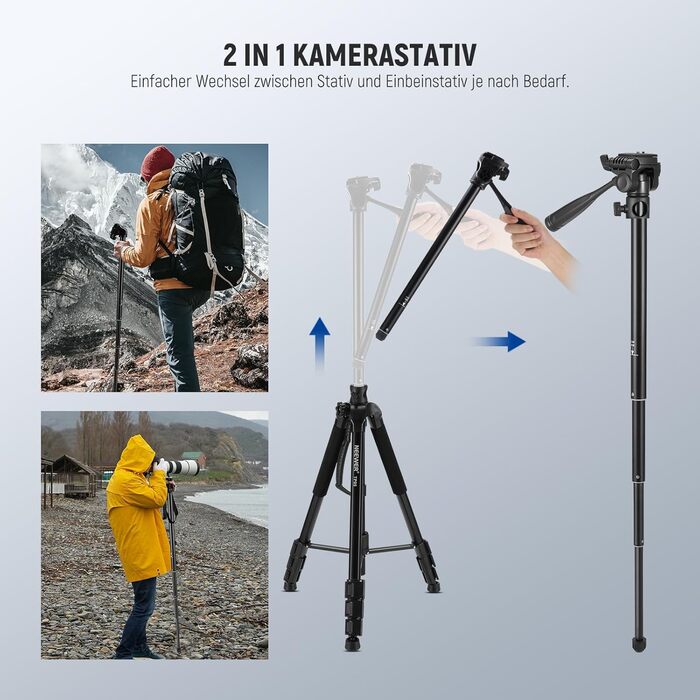 NEEWER Штатив для відеозйомки з пливним голкотримачем 72', сумісний з DJI RS Gimbal, для DSLR/Camcorder, максимальне навантаження 8кг (TP05)