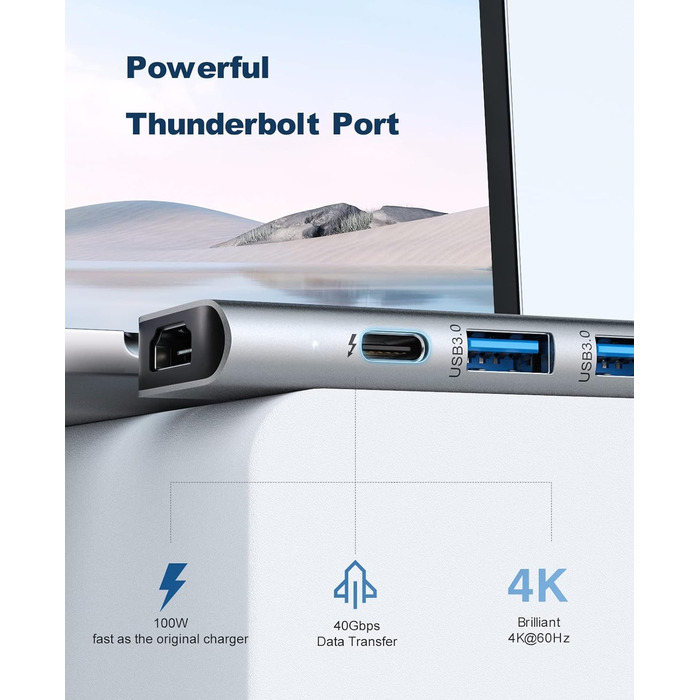 Док-станція USB C для MacBook та Windows, 3 монітори, Ethernet, 2 HDMI, VGA, PD3.0, SD/TF, 4 USB порти (UCN3317)
