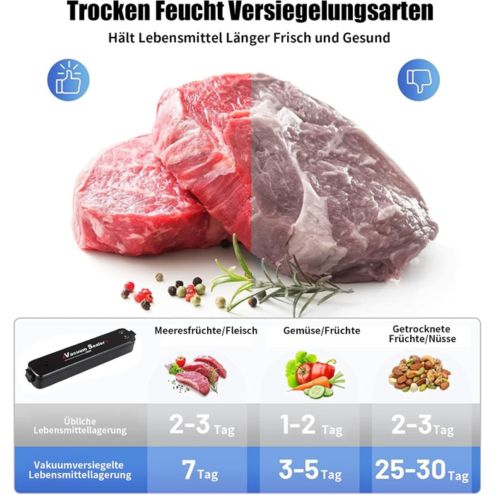 Вакуумний пакувальник Idudu: для продуктів, м'яса, овочів та фруктів. 8 шт. пакетів 25x17 см.