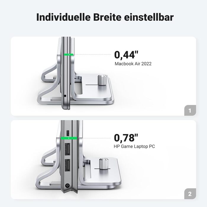Підставка для ноутбука UGREEN вертикальна, алюміній, 3 слоти, для MacBook Pro/Air, iPad, Huawei, Surface, Dell, HP - срібна