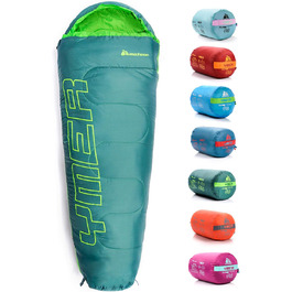 Дитячий спальний мішок Meteor Premium Kinder Schlafsack для кемпінгу та відпочинку на природі. Легкий, ультралегкий, для дітей та підлітків. Колір: темно-зелений / зелений.