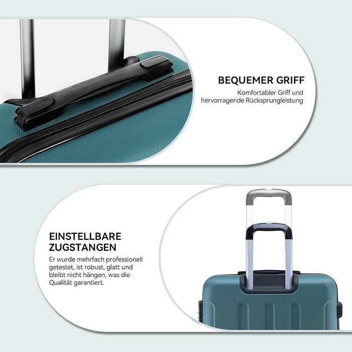 Набір валіз Beibye 2045 з двома колесами, 3 шт., для подорожей, жорсткий корпус, 20 кольорів (темно-зелений)