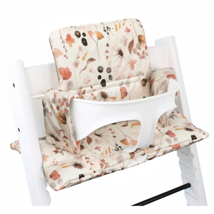 Сидіння-подушка Ukje для стільчика Stokke Tripp Trapp, водостійка, багато кольорів і візерунків, м'яка подушка для стільчика, екстра товста, зменшувач сидіння, дизайн Леопард (Wilde Bloemen)