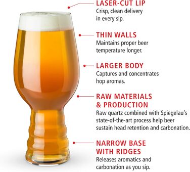 Набір келихів Spiegelau Kristall для дегустації пива 4 шт. Pilsner, Ale, IPA - Craft пиво, ручна робота, Німеччина, 700 мл