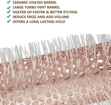 Набір для укладки волосся Haar-Rundbürste: круглі щітки для створення локонів та випрямлення, антистатична керамічна щітка з масажною насадкою та щіткою для розчісування, золота