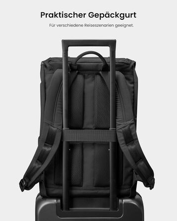 tomtoc Laptop Backpack for Women and Men, Vintage Daypack Daypack Casual Backpack with 22 Liters for Everyday Use, Leisure, University, School, Classic Backpacks Fits 13-15.6 inch Laptops, Black (Black)