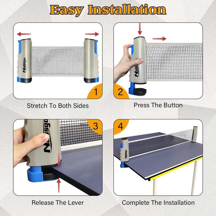 Набір для настільного тенісу Profi: 2 ракетки, м'ячі, сітка, сумка. Підходить для дорослих та дітей, для гри в приміщенні та на вулиці (сірий)