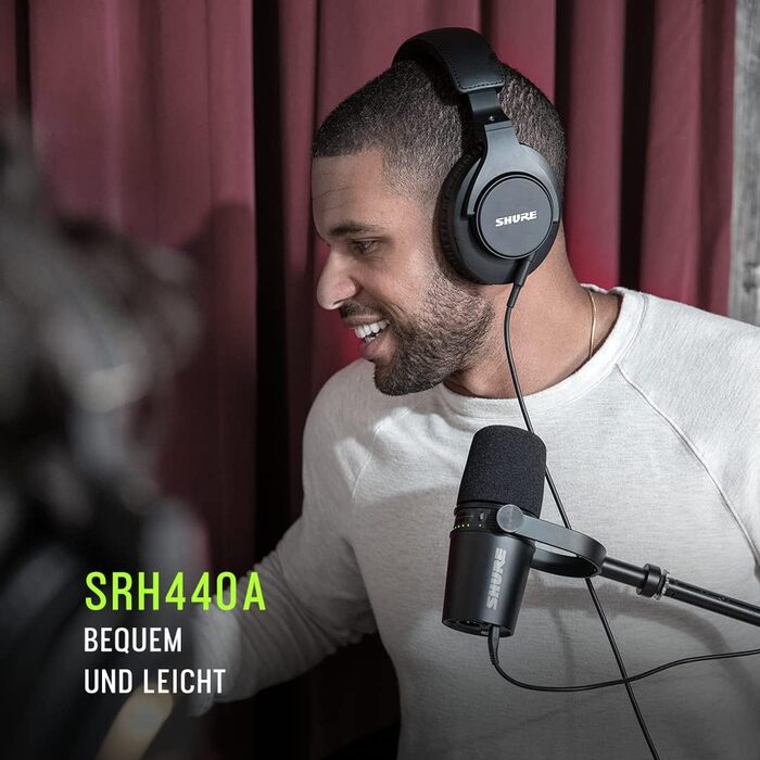 Навушники Shure SRH440A Over-Ear для моніторингу та запису, професійні студійного класу, розширений частотний діапазон (2022)