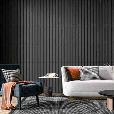 3D Панелі для стін Art3d: чорні, PVC, 12 шт., 50x50 см, 3 м²