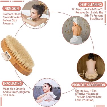 Щітка для тіла з довгим руків'ям, щітка для спини знімний руків'я, 2 головки, щітка для тіла для видалення, скрубер для спини у душі, натуральна щетина, для очищення тіла