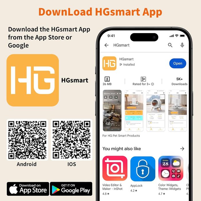 Автоматичний годівник для котів та собак HoneyGuardian з Wi-Fi, 2 миски, керування через додаток, 5G/2.4G, чорний, 3.5 л
