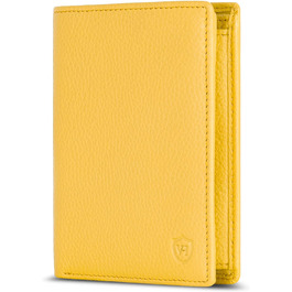 VON HEESEN Leather Wallet RFID Protection | Genuine Leather Wallet for Women & Men | Portemonnaie, Brieftasche, Wallet, Portmonee (Yellow)