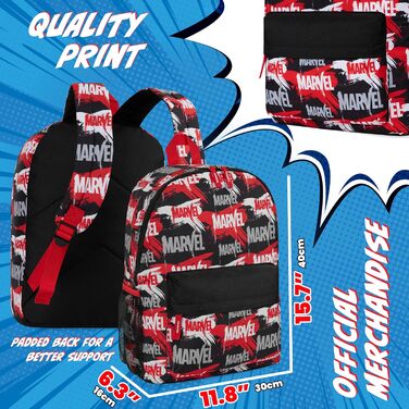 Дитячий рюкзак Marvel Spiderman з героями Marvel: Avengers, Iron Man. Ідеальний для школи, як подарунок. (Червоний/Чорний, 40x30x16 см)