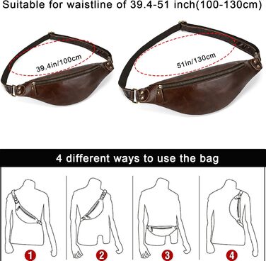 Чоловіча/Жіноча поясна сумка з натуральної шкіри Vintage, чорна (1033 Kaffee)