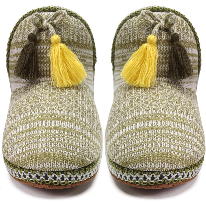 COFACE Халаці домашні жіночі, тапочки для дому, зимові, теплі, плюшеві, з підкладкою, халатці-човники (41/42 EU, світло-зелені)