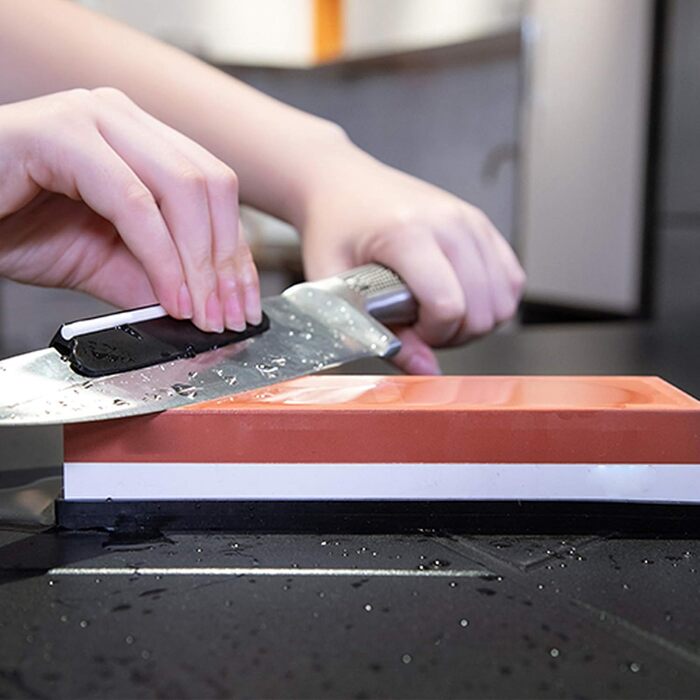 Набір для заточування ножів Emsmil 2-в-1 з зернистістю 400/1000, двосторонній, професійний, з антиковзким силіконовим основанням