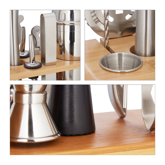 Relaxdays 9-Piece Cocktail Set with Stand
