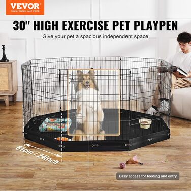 Лягушковий загін для собак VEVOR: 8 панелей, 76x61 см, металевий, з килимком, для собак, котів та інших дрібних тварин