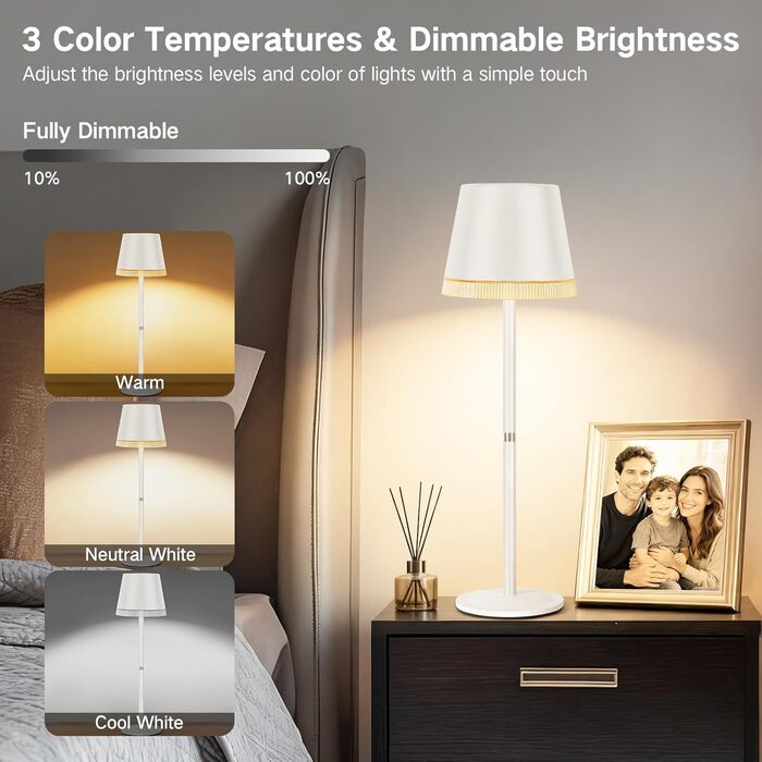 Світлодіодний настільний світильник OUTON з акумулятором, USB-C, 4000mAh, 3 режими освітлення, димування, сенсорне керування, зелений (2 шт)