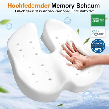 Подушка для сидіння Ophy для авто та офісного крісла з піною Memory Foam, знімною обкладинкою, помаранчева