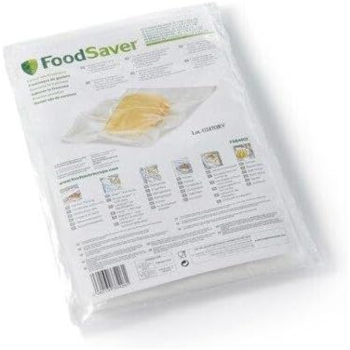 FoodSaver FSB4802-I Vacuum Bags, 48-Piece, 20.7x29.2 cm / Food-Grade Foil Bags / Vacuum Sealer Bags, Reusable