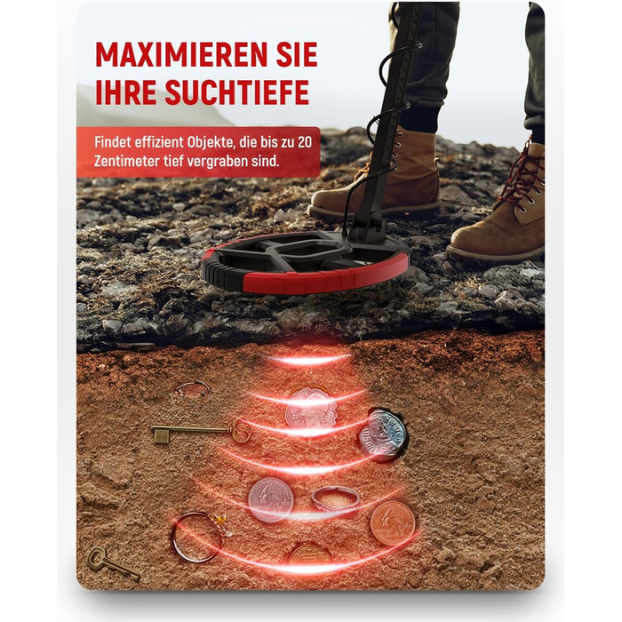 Металодетектор KAIWEETS Pro Set: LCD дисплей, водонепроникна котушка, регулювання чутливості, для дорослих та дітей