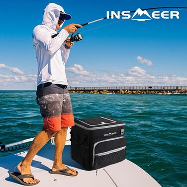Сумка-холодильник INSMEER 40L з колесами, для пляшок, водонепроникна, чорна - для пляжу, кемпінгу, пікніка, покупок