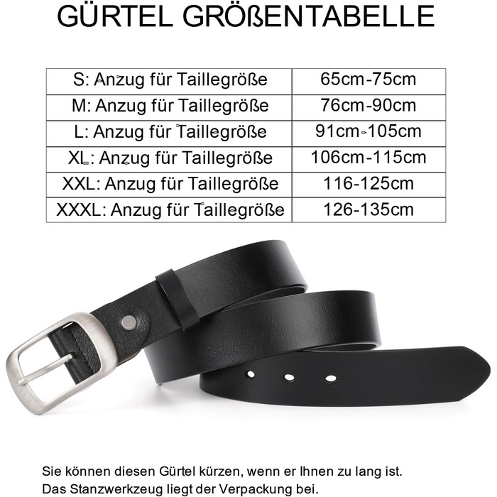 Жіночий шкіряний ремінь JasGood для джинсів та суконь, з пряжкою, чорний, розмір L (91-105 см)