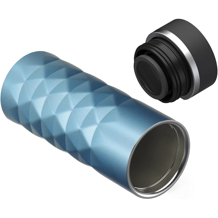 Термокружка Diamond з нержавіючої сталі 450 мл, Aquamarin Blue, з кнопкою, без BPA, витримує гарячі та холодні напої, витікання захищено, матова блискуча поверхня