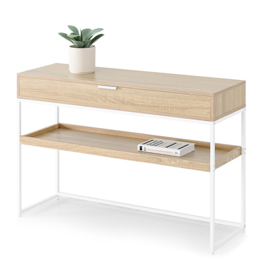 Консольний столик Mebel-Partner, білий / дуб сонома матовий, 110 x 76,5 x 35 см