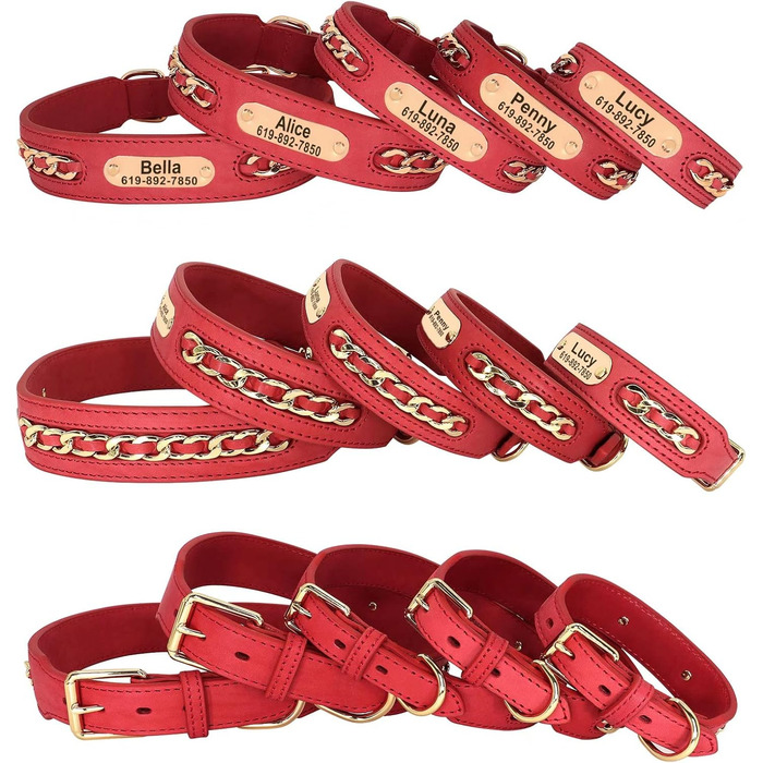 Шкіряний нашийник для собак Didog, плетений, з гравіюванням, регульований, чорний, L (17.0-20.0 см), ширина 3.2 см