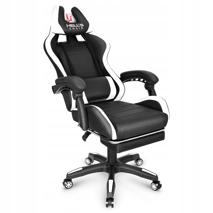Ігрове офісне крісло Hell's Chair HC-1039 2.0 White з підніжкою