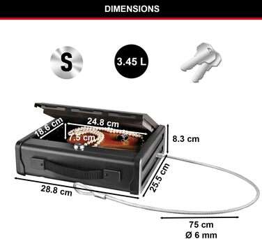 Компактний сейф Master Lock P005CEURBLKHRO з кодовим замком та сталевим тросом, середній розмір (Medium) для цінностей та документів