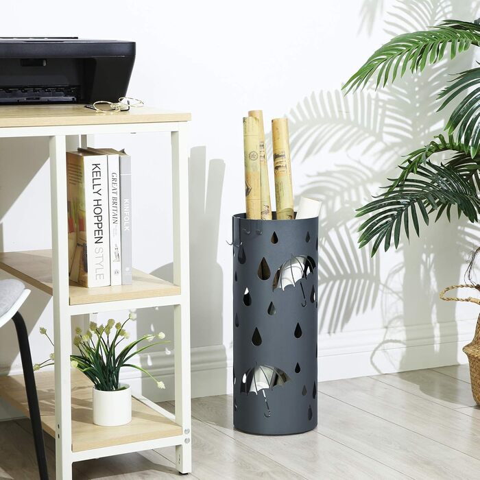 SONGMICS Umbrella Stand - White & Anthracite - 49 x 19.5 cm
