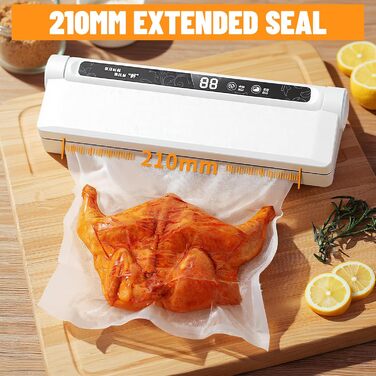 Вакуумний пакувальник з 20 пакетами, запаювач фольги, цифровий таймер, для зберігання сухих, вологих та свіжих продуктів