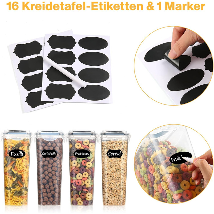 Набір контейнерів для зберігання YASHE 6 шт. 3.7L, герметичні, BPA-free, для кухні