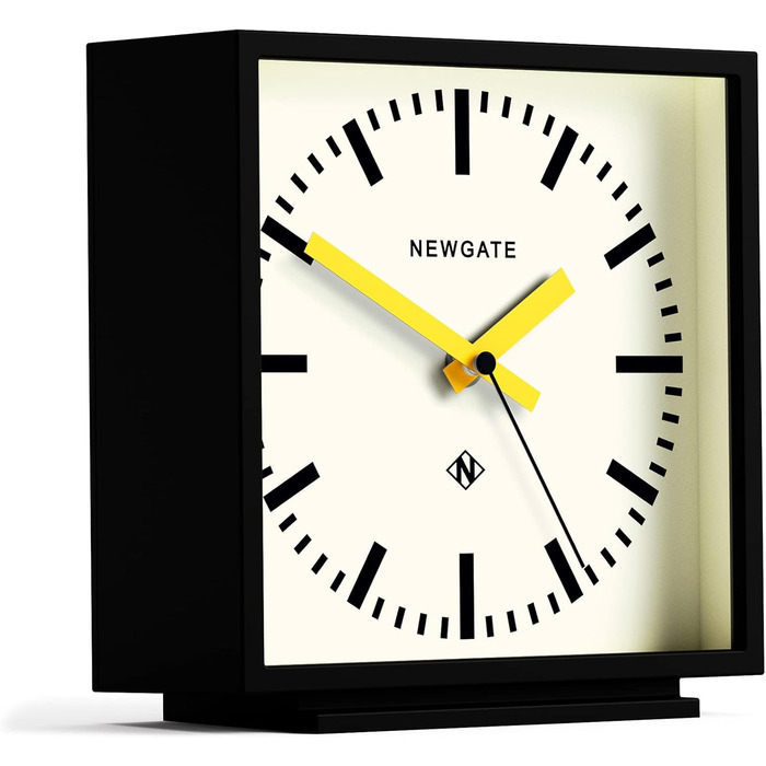 NEWGATE® Amp Silent Sweep Mantle Clock – 'No Tick' – a Modern Mantle Clock – Clocks for Living Rooms – Office Clock – Desk Clock – Mantle Clocks – Station Dial (Yellow)