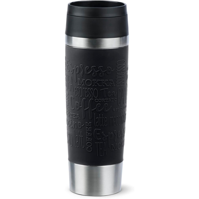 Термокружка Emsa N20220 Travel Mug Classic, 0.5 л, нержавіюча сталь, чорна, з кришкою Comfort-Verschluss, 6 год гаряча, 12 год холодна, 100% герметична, для подорожей
