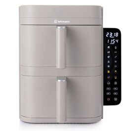 Аерофритюрниця з двома камерами LEHMANN XXL 12L, безмасляний Airfryer на 2800 Вт, 10 програм, антипригарне покриття, бежевий