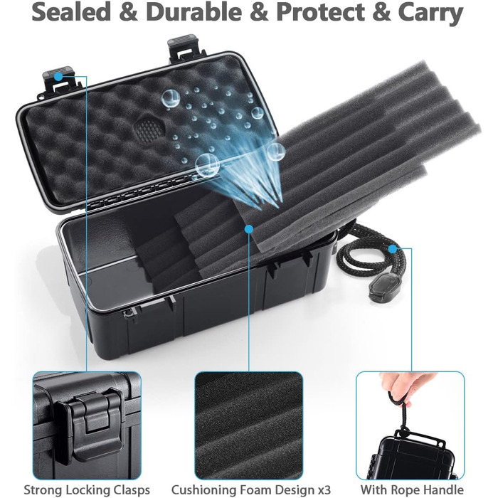 Зігеренний гумодор для подорожей - валіза з диском для зволоження, водонепроникний, повітряний, міцний та неспритний - місце для до 5 сигар, портативна сигарна коробка, подарунок для чоловіків (великий)