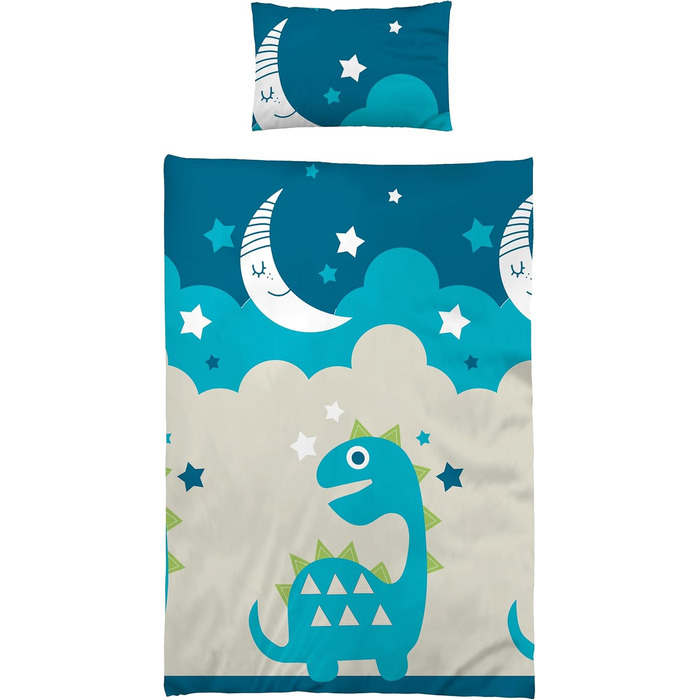 Комплект постільної білизни Kinder для дітей | 100x135 см + 40x60 см | 100% бавовна | Застібка-блискавка | Принцеса, зірки | рожевий/рожевий (100 x 135 см, динозавр)