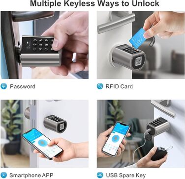 Електронний замок WELOCK PCB01 для вхідних дверей, керування через додаток, RFID-карта, Wi-Fi, для дверей 50-100 мм
