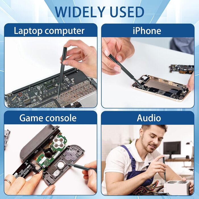 Електрична викрутка 63 в 1 для Macbook, iPhone, PS4/PS5, годинників та окулярів. Набір прецизійних викруток з бітами Torx T5-T9, P5, Y00 та ін.