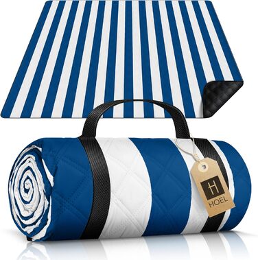 HOEL Picnic Blanket 200x200 cm Water-Repellent + Insulated - Padded Beach Mat XXL - Picnic Blankets - Outdoor Beach Blanket for Picnic Camping Beach