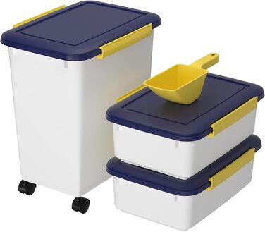 Контейнер для корму для собак Cetomo, 10L*2+32L, 3.5kg*2+12kg, з роликами, герметичний, білий